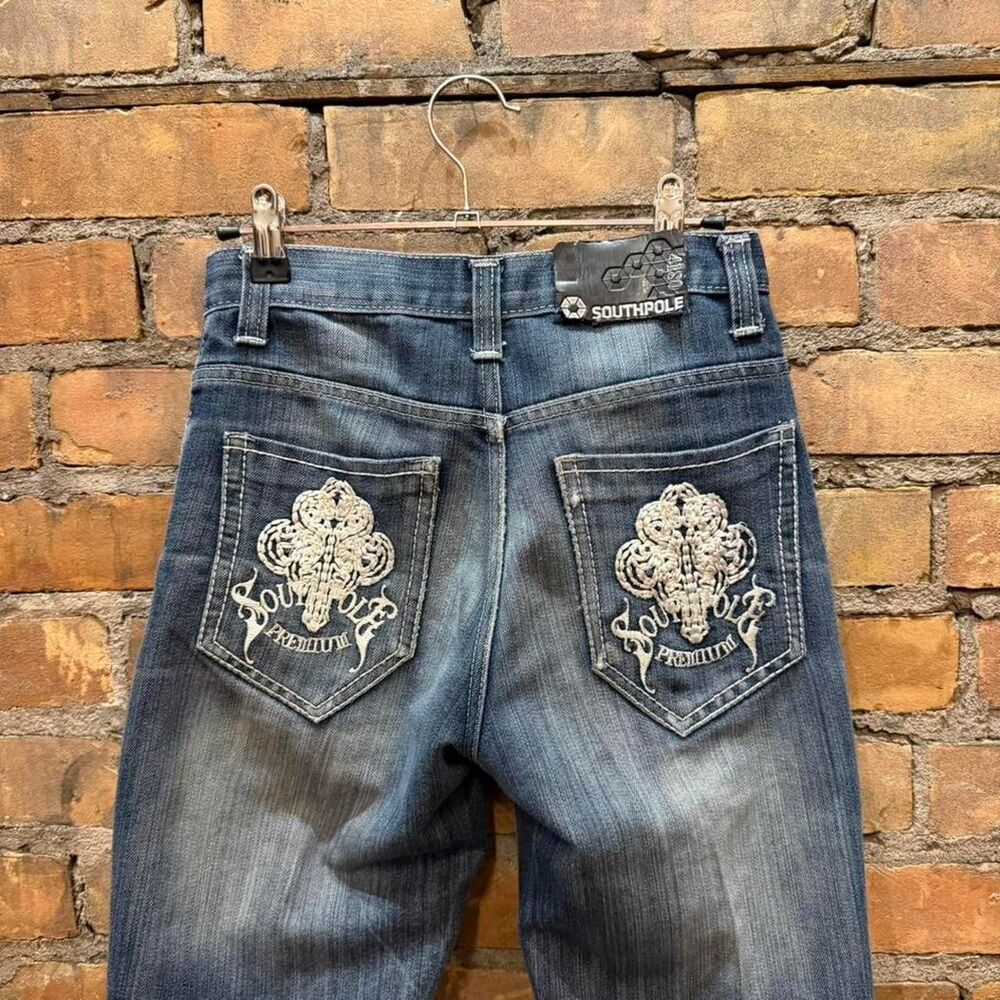 Vintage Y2K Southpole Baggy Jeans Pocket Embroidery Skater Womens(?) 10 26*24